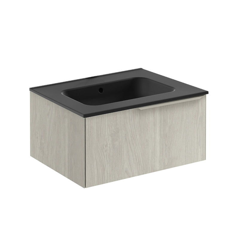 Mio 1 Drawer Bathroom Vanity with Ceramic Sink - Wall Mount - 24" Particle Board Laminated/White Oak