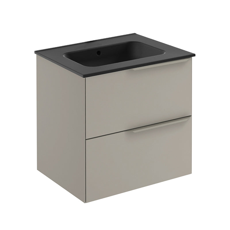 Mio 2 Drawers Bathroom Vanity with Ceramic Sink - Wall Mount - 24" Particle Board Laminated/Sand Matt