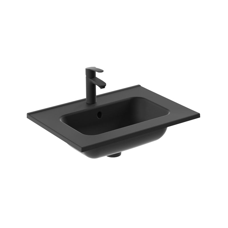 Mio 2 Drawers Bathroom Vanity with Ceramic Sink - Wall Mount - 24" Particle Board Laminated/White Oak