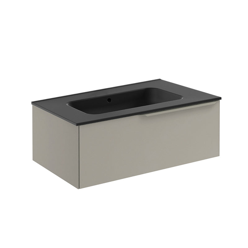 Mio 1 Drawer Bathroom Vanity with Ceramic Sink - Wall Mount - 32" Particle Board Laminated/Sand Matt
