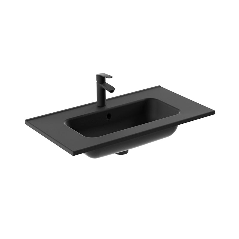 Mio 2 Drawers Bathroom Vanity with Ceramic Sink - Wall Mount - 32" Particle Board Laminated/Matt White