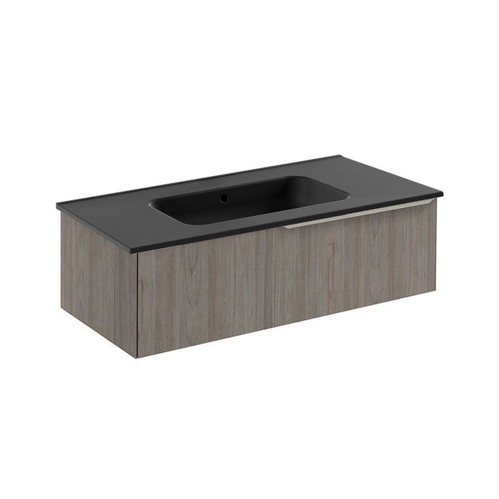 Mio 1 Drawer Bathroom Vanity with Ceramic Sink - Wall Mount - 40" Particle Board Laminated/Grey Elm