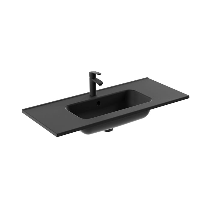 Mio 2 Drawers Bathroom Vanity with Ceramic Sink - Wall Mount - 40" Particle Board Laminated/Grey Elm