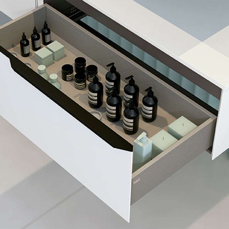 Mio 2 Drawers + 2 Open Shelf Bathroom Vanity with Ceramic Sink - Wall Mount - 40" Particle Board Laminated/White Oak/Sand