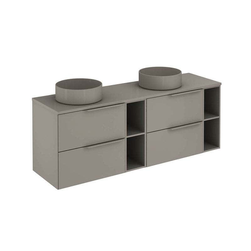 Mio 4 Drawers + 2 Open Shelf Bathroom Vanity with Mineral Countertop - Wall Mount - 64" Particle Board Laminated/Sand Matt