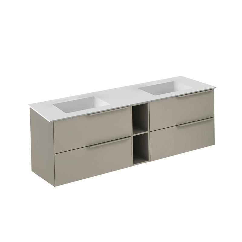 Mio 4 Drawers + 1 Open Shelf Bathroom Vanity with Mineral Sink - Wall Mount - 72" Particle Board Laminated/Sand Matt