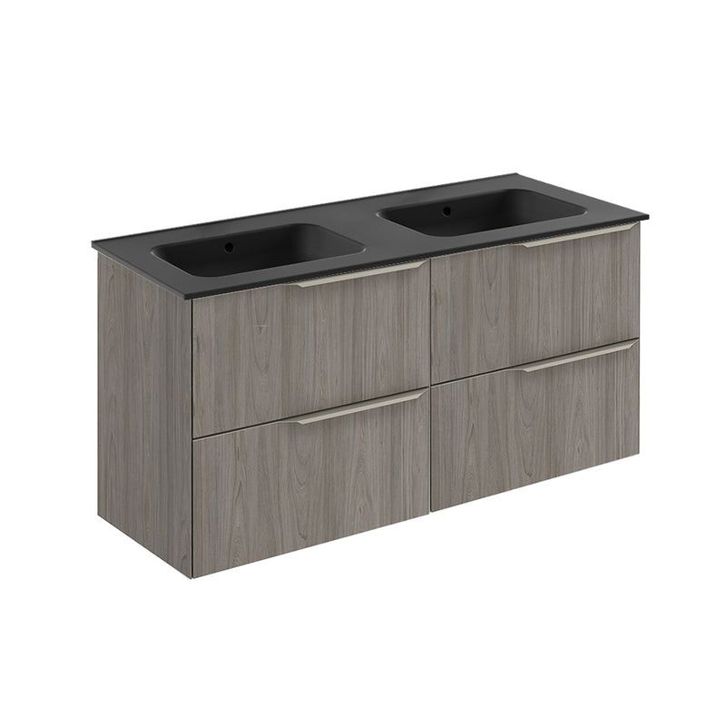 Mio 4 Drawers Bathroom Vanity with Ceramic Sink - Wall Mount - 48" Particle Board Laminated/Grey Elm