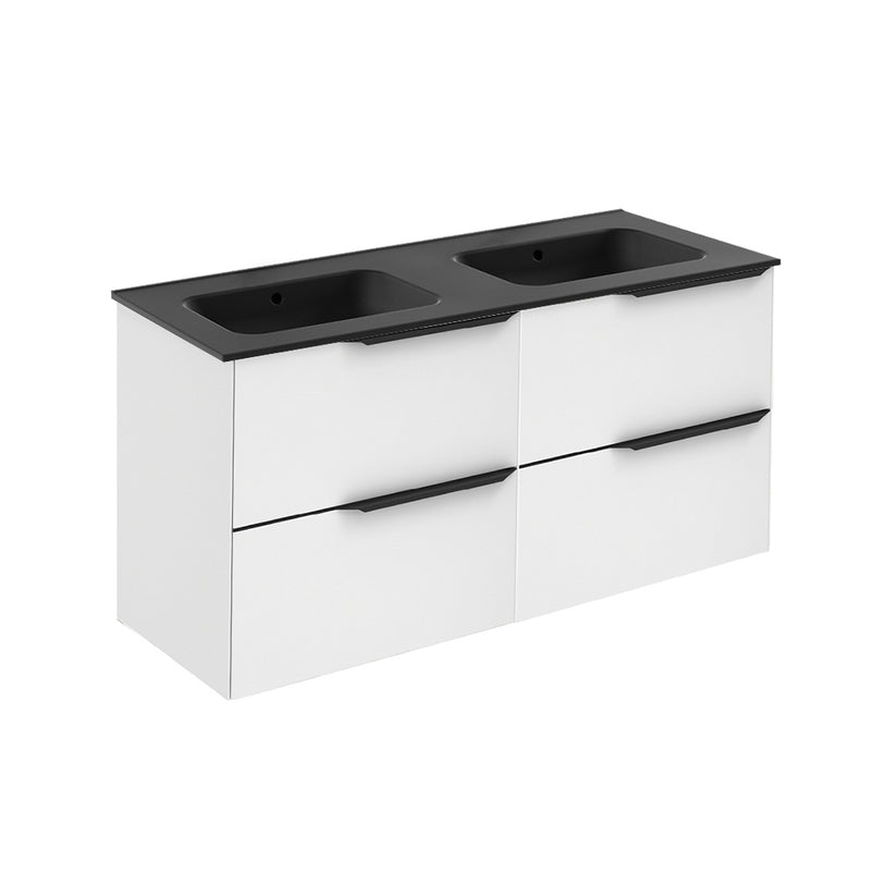 Mio 4 Drawers Bathroom Vanity with Ceramic Sink - Wall Mount - 48" Particle Board Laminated/Matt White