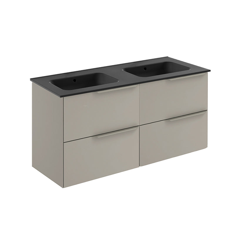 Mio 4 Drawers Bathroom Vanity with Ceramic Sink - Wall Mount - 48" Particle Board Laminated/Sand Matt