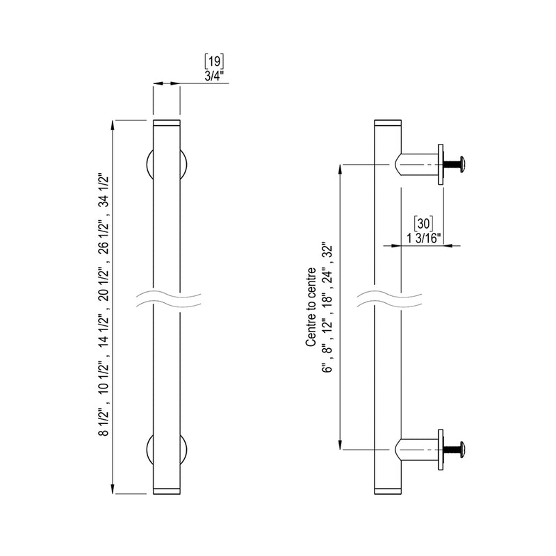 Genesis Appliance Pull Handle - Appliance Mount - 6" Brass/Satin Brass