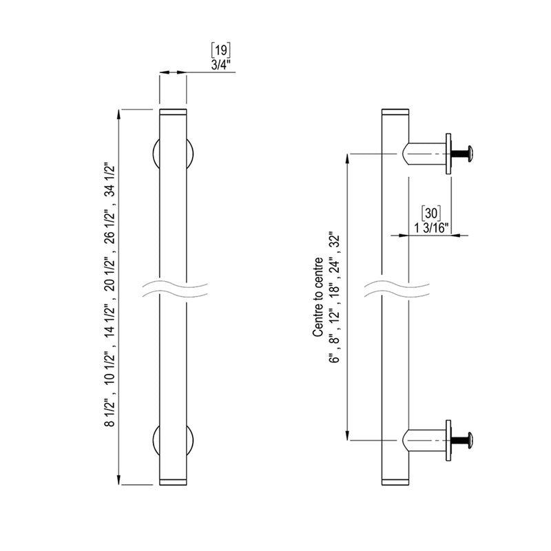 Genesis Appliance Pull Handle - Appliance Mount - 8" Brass/Satin Brass