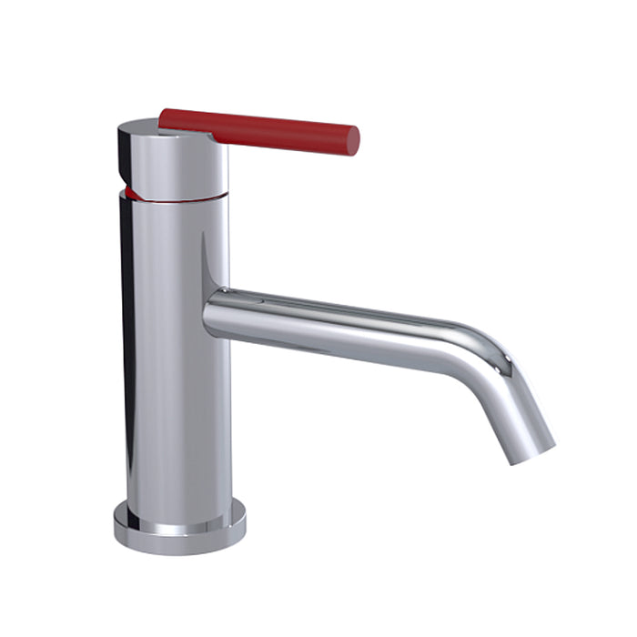 Genesis Bathroom Faucet - Single Hole - 7" Brass/Polished Chrome/Maroon