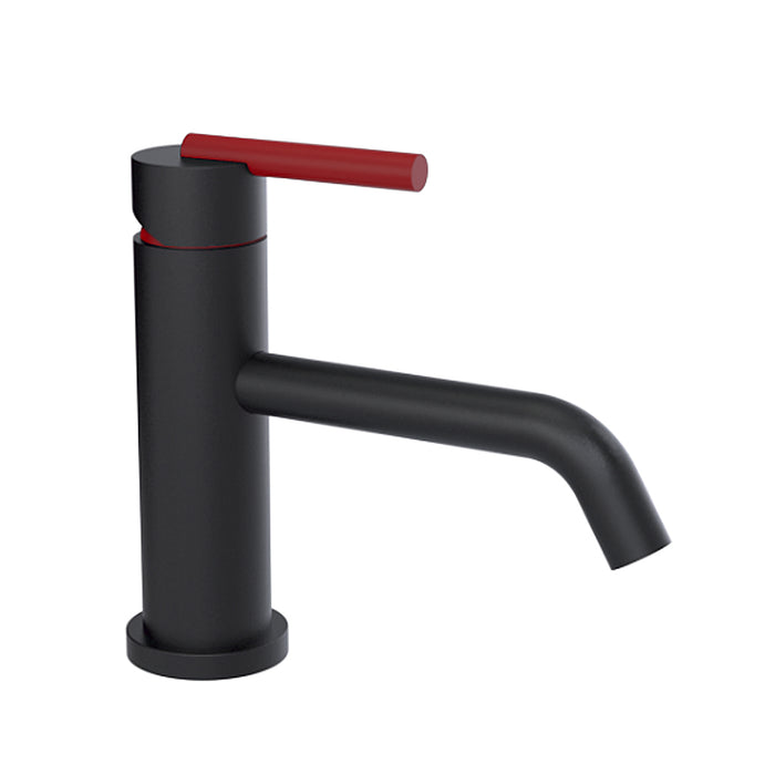 Genesis Bathroom Faucet - Single Hole - 7" Brass/Matt Black/Maroon