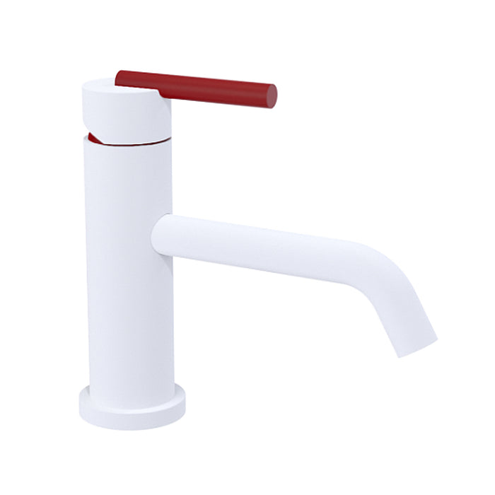 Genesis Bathroom Faucet - Single Hole - 7" Brass/Matt White/Maroon