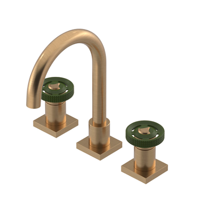 Lasalle Bathroom Faucet - Widespread - 8" Brass/Satin Gold/Green Envy