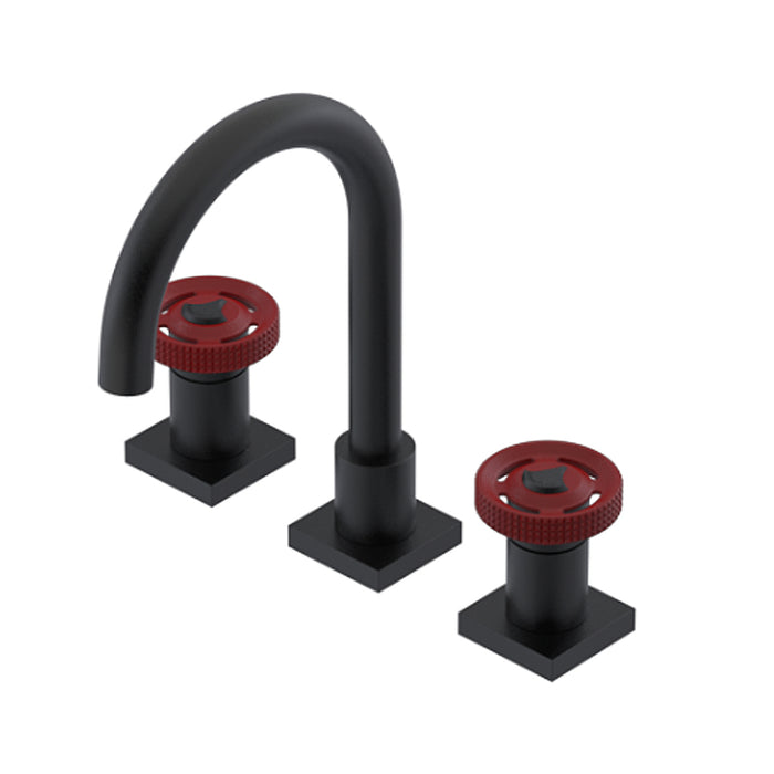 Lasalle Bathroom Faucet - Widespread - 8" Brass/Matt Black/Maroon