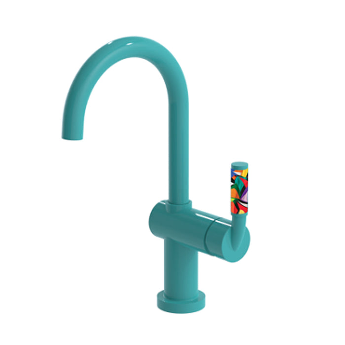 Nouveau Bathroom Faucet - Single Hole - 13" Brass/Aqua/Multi Color