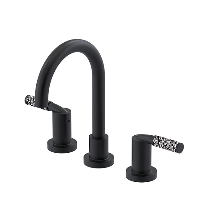 Nouveau Bathroom Faucet - Widespread - 8" Brass/Matt Black/Black & White