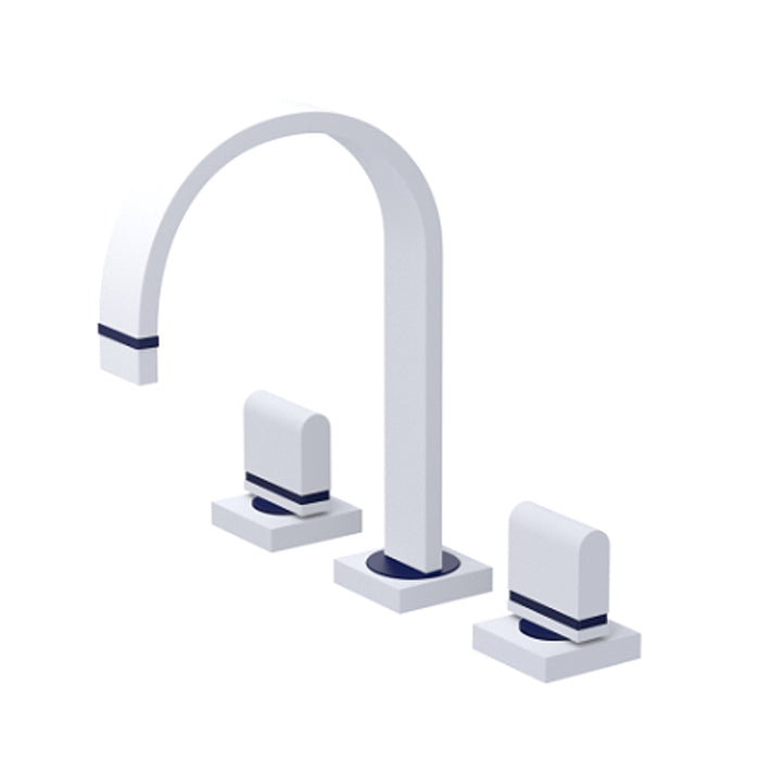 R10 Bathroom Faucet - Widespread - 8" Brass/Matte White/Midnight Blue