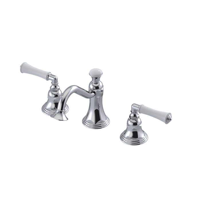 Raven Bathroom Faucet - Widespread - 8" Brass/Polished Chrome/White