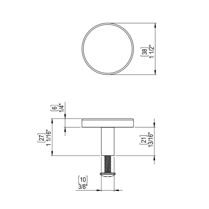 Genesis Cabinet Knob - Cabinet Mount - 2" Brass/Satin Nickel