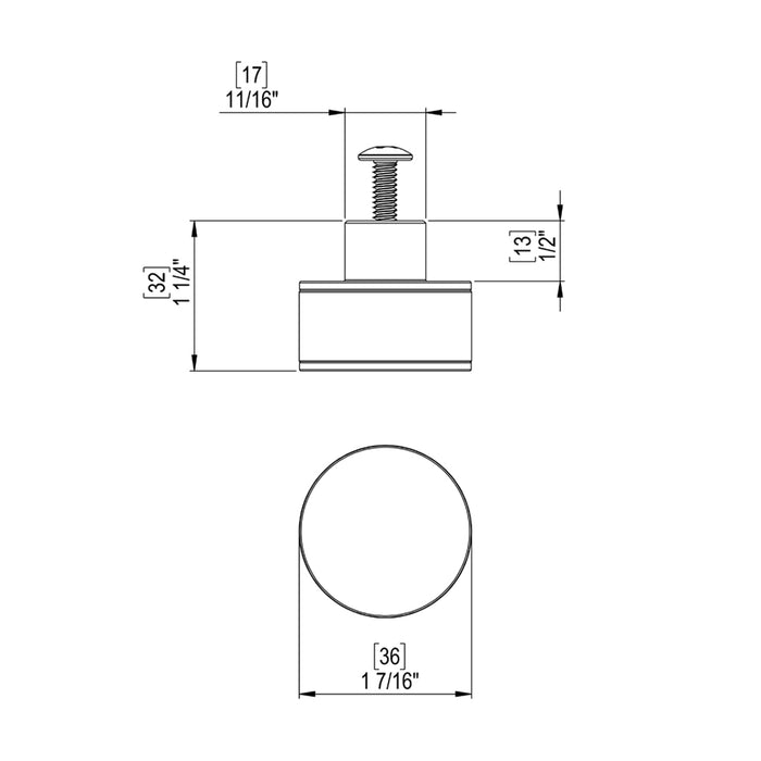 H2O Cabinet Knob - Cabinet Mount - 2" Brass/Polished Chrome