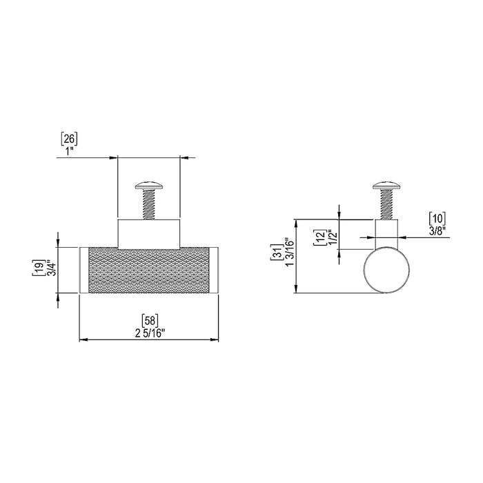 H2O Cabinet Pull Handle - Cabinet Mount - 3" Brass/Satin Nickel/Matt Black