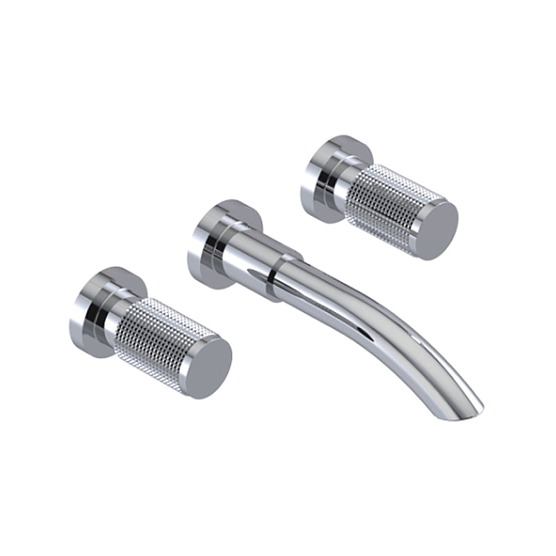 H2O Bathroom Faucet Trim - Widespread-Wall Mount - 8" Brass/Polished Chrome