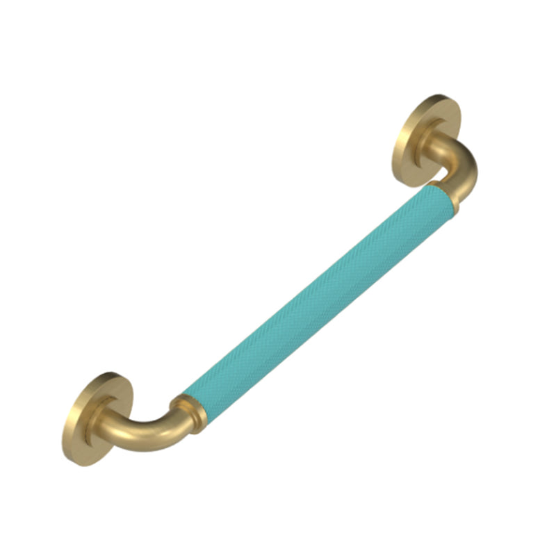 Bath Essentials Round Grab Bar - Wall Mount - 16" Brass/Satin Brass/Aqua