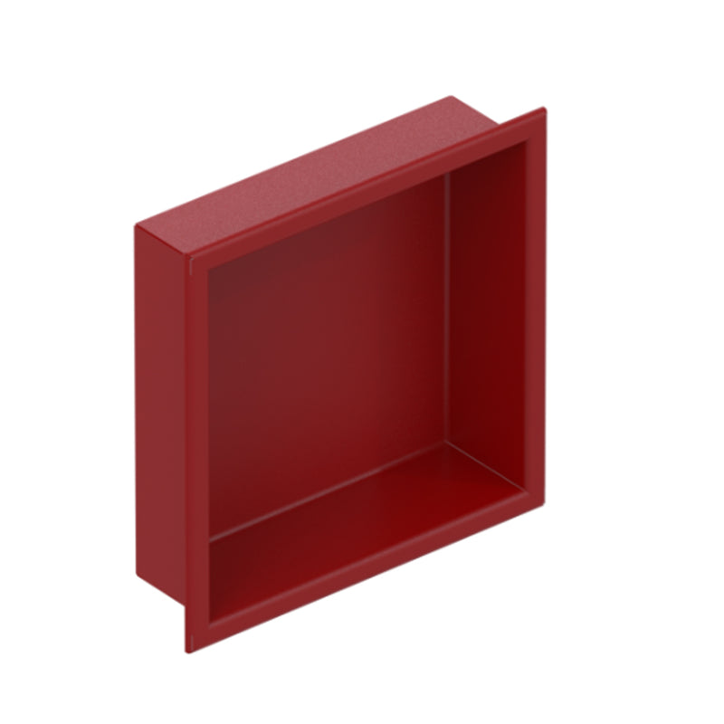 Bath Essentials Recessed Niche - Wall Mount - 12" Brass/Maroon