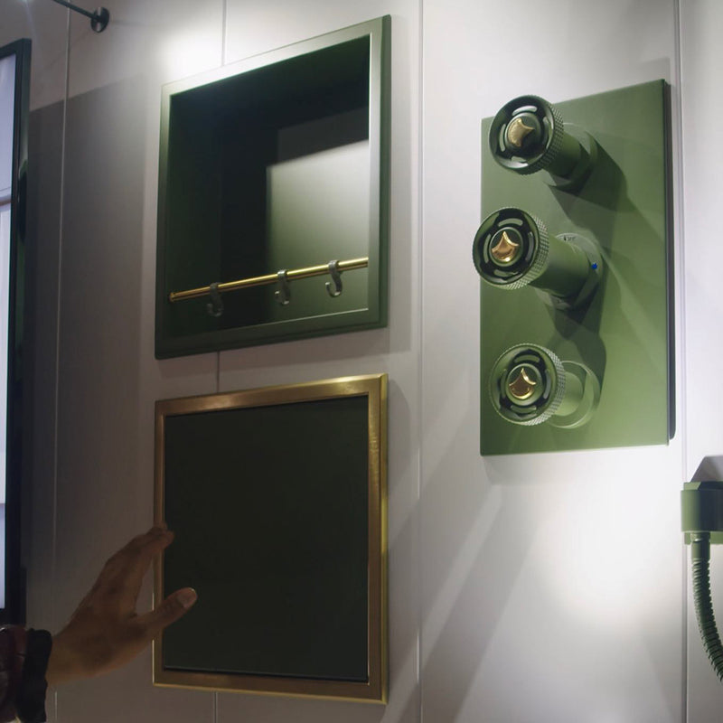 Bath Essentials Recessed Niche - Wall Mount - 12" Brass/Maroon