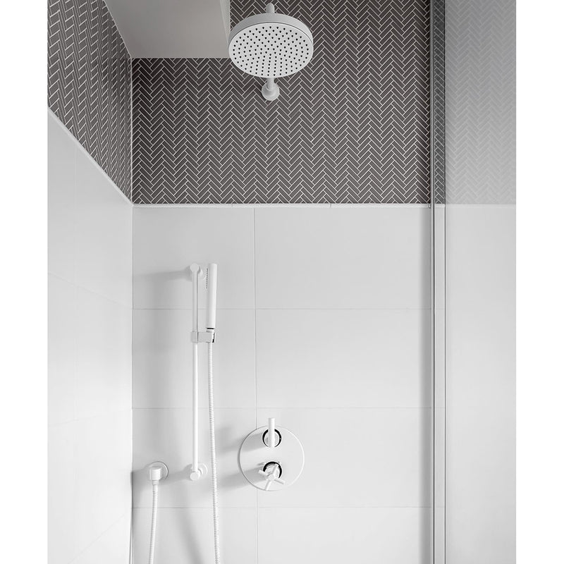 Genesis 2 Way Thermostatic Trim Complete Shower Set - Wall Mount - 8" Brass/Matt White/Gold