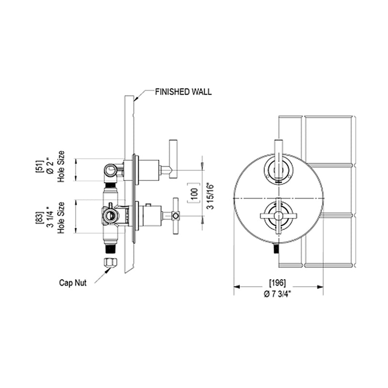 Genesis 2 Way Thermostatic Trim Complete Shower Set - Wall Mount - 8" Brass/Matt White/Gold