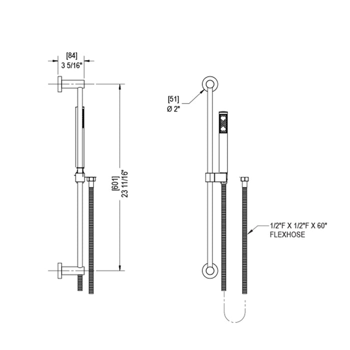 Genesis 2 Way Thermostatic Trim Complete Shower Set - Wall Mount - 8" Brass/Matt White/Gold