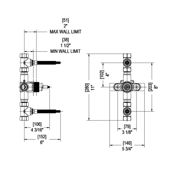 Lasalle 2 Way Thermostatic Trim Complete Shower Set - Ceiling Mount - 12" Brass/Polished Chrome/Midnight Blue