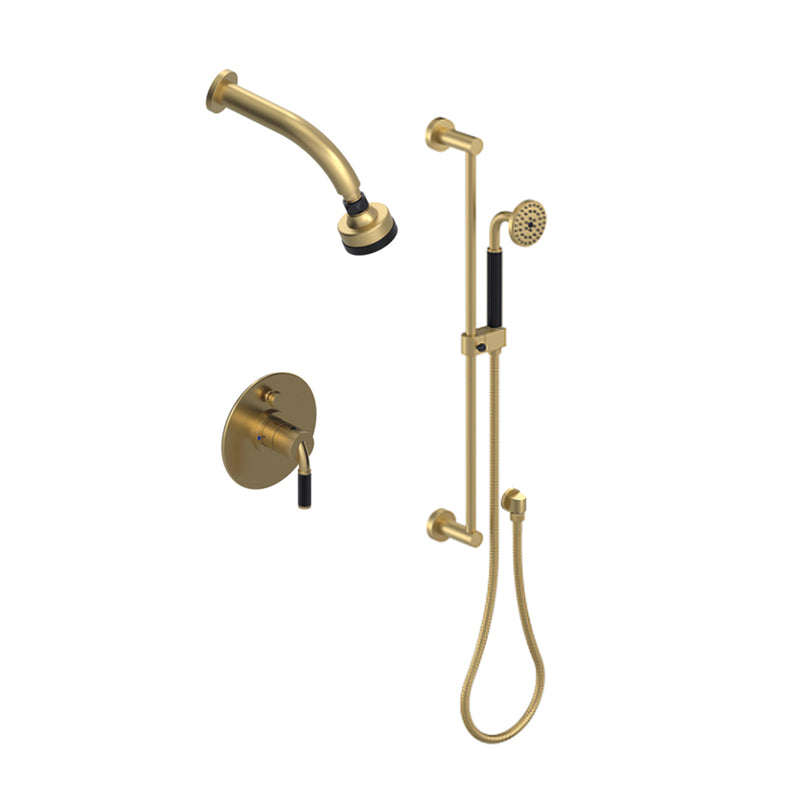 H2O 3 Function Pressure Balance Trim Complete Shower Set - Wall Mount - 3" Brass/Satin Brass/Matt Black