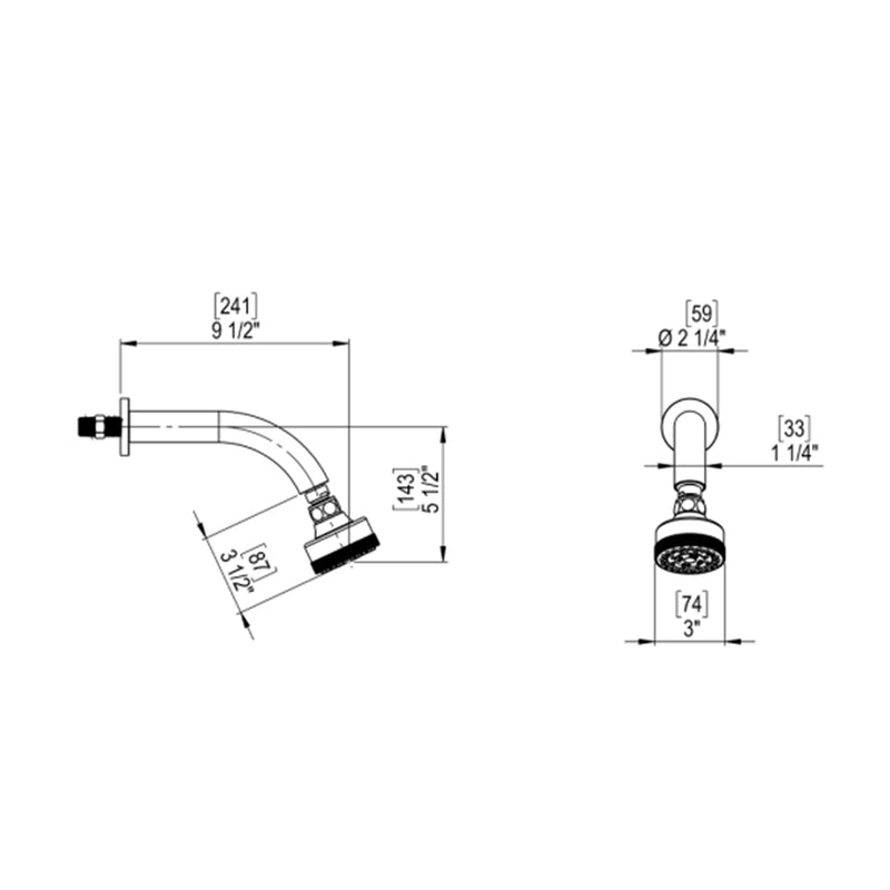 H2O 3 Function Pressure Balance Trim Complete Shower Set - Wall Mount - 3" Brass/Satin Brass/Matt Black