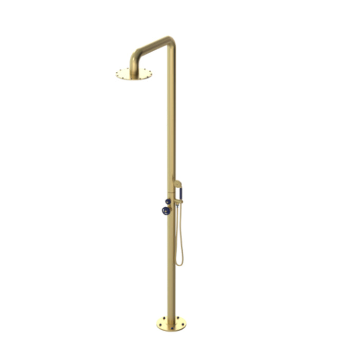 Bath Essentials Shower Pool - Floor Mount - 90" Brass/Satin Brass/Midnight Blue