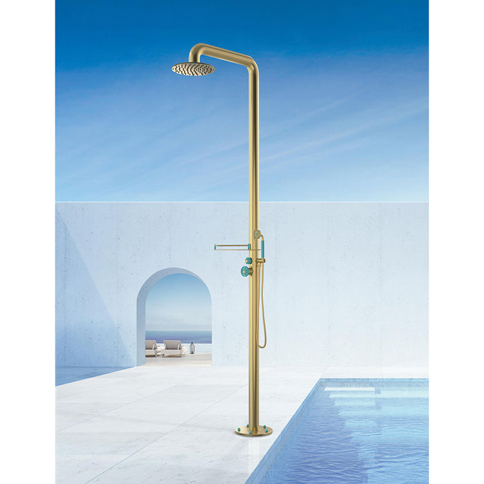 Bath Essentials Shower Pool - Floor Mount - 90" Brass/Satin Brass/Midnight Blue