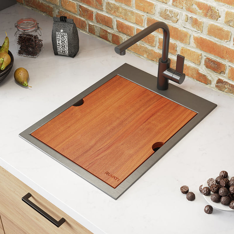 Giana Rectangular Single Bowl Bar Sink - Top Mount - 15" Stainless Steel/Gunmetal Black