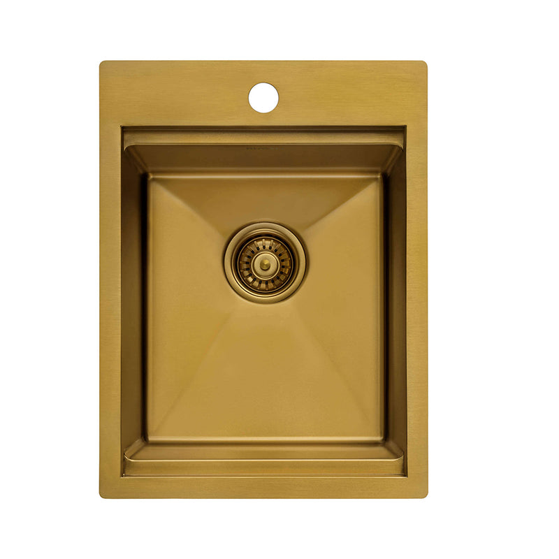 Giana Rectangular Single Bowl Bar Sink - Top Mount - 15" Stainless Steel/Matt Gold