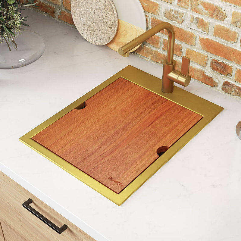 Giana Rectangular Single Bowl Bar Sink - Top Mount - 15" Stainless Steel/Matt Gold