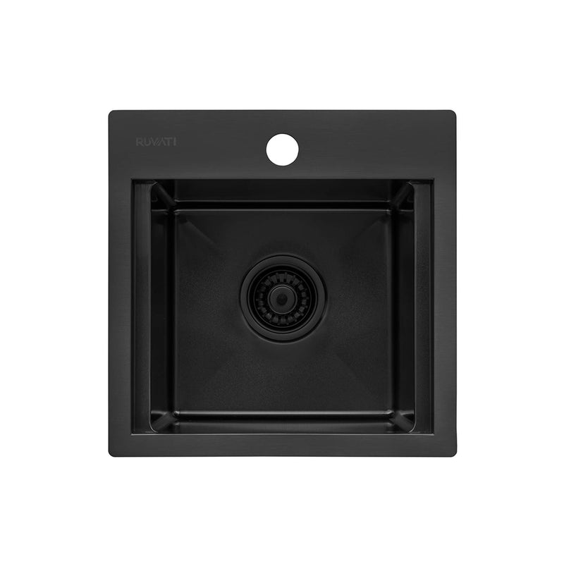 Giana Square Single Bowl Bar Sink - Top Mount - 15" Stainless Steel/Gunmetal Black