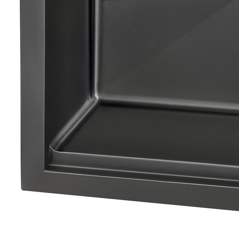 Giana Square Single Bowl Bar Sink - Top Mount - 15" Stainless Steel/Gunmetal Black