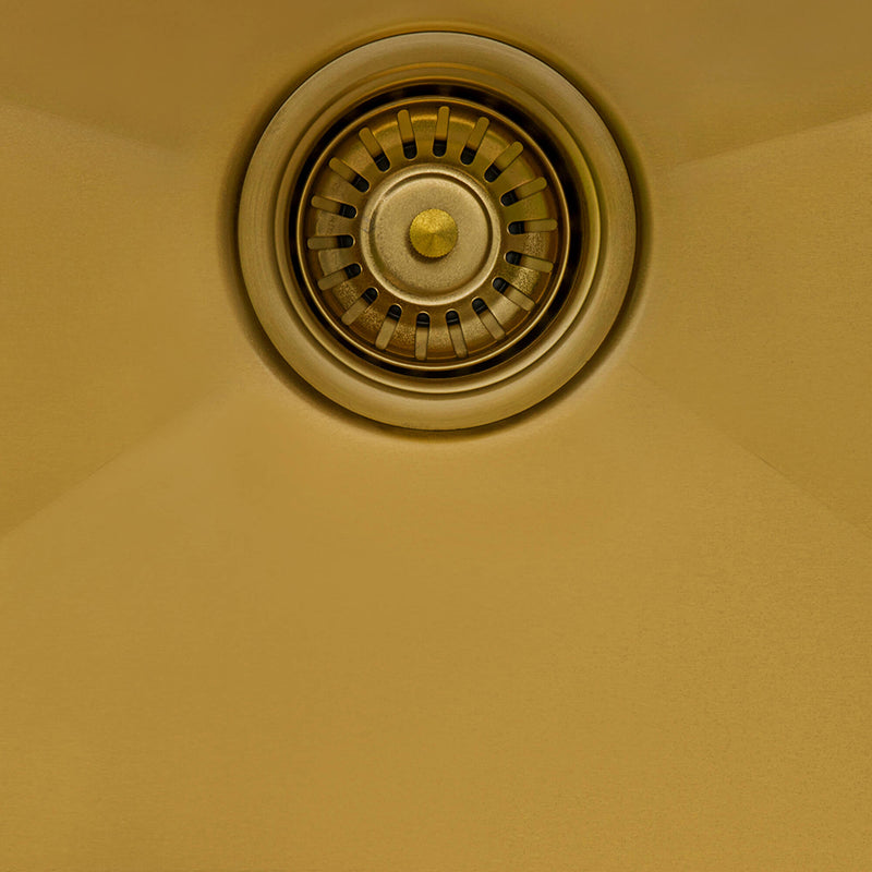 Giana Square Single Bowl Bar Sink - Top Mount - 15" Stainless Steel/Matt Gold