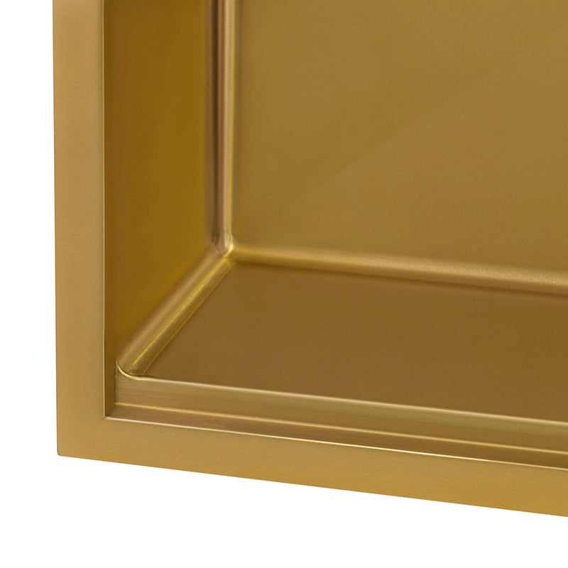 Giana Square Single Bowl Bar Sink - Top Mount - 15" Stainless Steel/Matt Gold