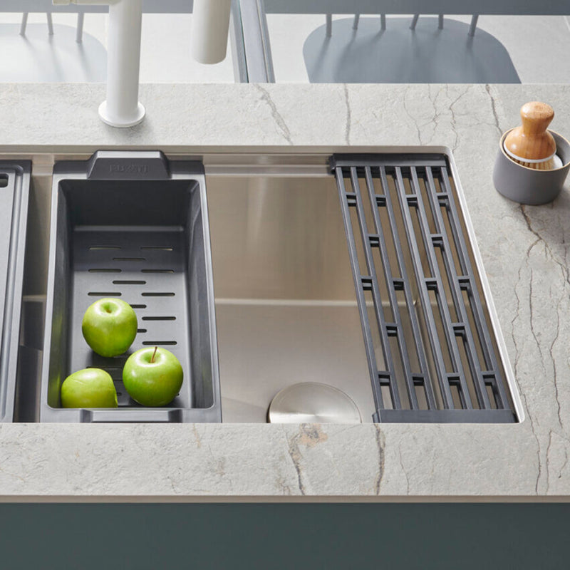 Ledgefit Silicone Foldable Workstation Sinks Trivet Window Pane Design Dish Rack - Free Standing - 17" Silicone/Black