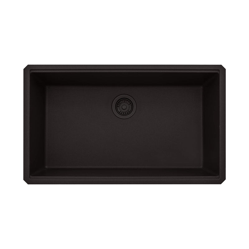 Epistage Workstation Single Bowl Kitchen Sink - Under Mount - 33" Granite Composite/Espresso Brown