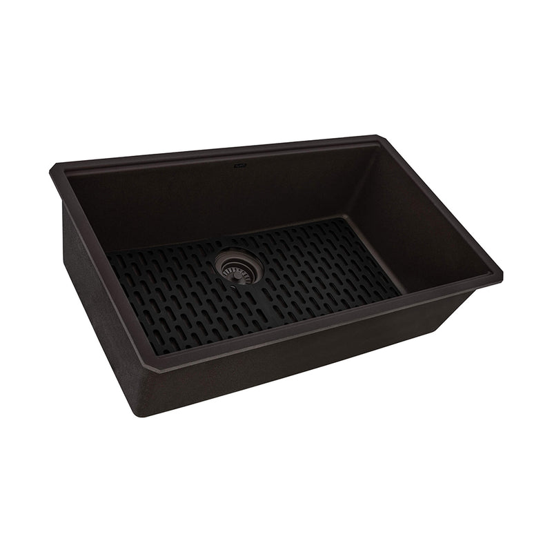 Epistage Workstation Single Bowl Kitchen Sink - Under Mount - 33" Granite Composite/Espresso Brown