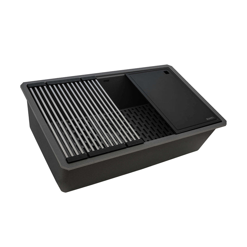 Epistage Workstation Single Bowl Kitchen Sink - Under Mount - 33" Granite Composite/Gray